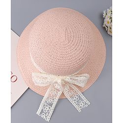Babyhug Free Size Straw Hat With Bow Applique - Off White