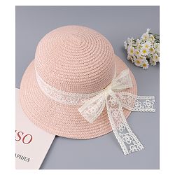 Babyhug Free Size Straw Hat With Bow Applique - Off White