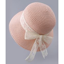 Babyhug Free Size Straw Hat With Bow Applique - Off White
