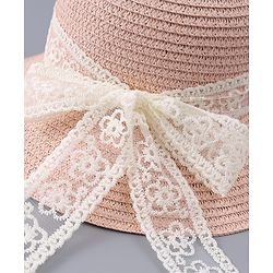 Babyhug Free Size Straw Hat With Bow Applique - Off White