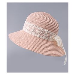 Babyhug Free Size Straw Hat With Bow Applique - Off White