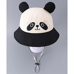 Babyhug Free Size Bucket Hat With Animal Print & Ear Applique - Black