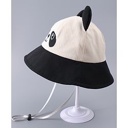 Babyhug Free Size Bucket Hat With Animal Print & Ear Applique - Black