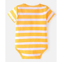 Babyhug 100% Cotton Knit Half Sleeves Dino Printed Onesies  Pack of 3 - Red Yellow & Navy