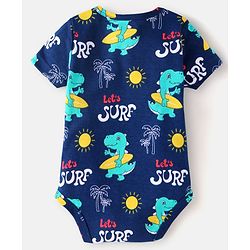 Babyhug 100% Cotton Knit Half Sleeves Dino Printed Onesies  Pack of 3 - Red Yellow & Navy