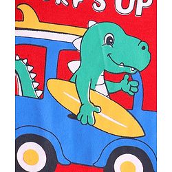 Babyhug 100% Cotton Knit Half Sleeves Dino Printed Onesies  Pack of 3 - Red Yellow & Navy