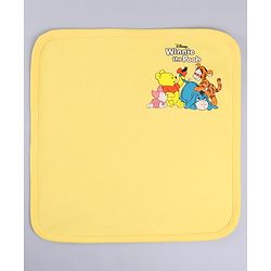 Babyhug Disney Interlock Knit Wash Cloth with Pooh Graphics Pack of 3 L 30 x B 30 cm - Yellow & Red