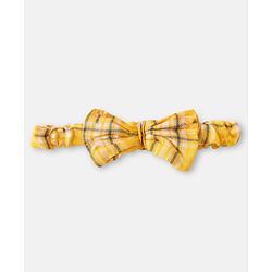 Babyhug Viscose Woven Half Puffed Sleeves Checkered Frock with Bloomer Headband & Bow Applique - Yellow