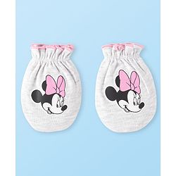 Babyhug Disney Interlock Knit Cap Mittens & Booties Set with Minnie Mouse Graphics - Pink