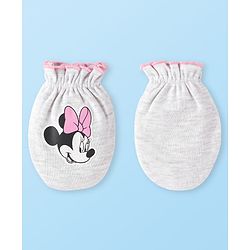 Babyhug Disney Interlock Knit Cap Mittens & Booties Set with Minnie Mouse Graphics - Pink