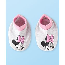 Babyhug Disney Interlock Knit Cap Mittens & Booties Set with Minnie Mouse Graphics - Pink