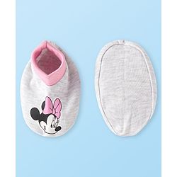 Babyhug Disney Interlock Knit Cap Mittens & Booties Set with Minnie Mouse Graphics - Pink