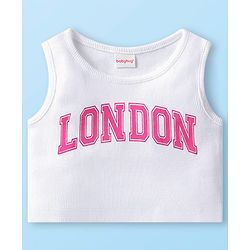 Babyhug Terry Knit Full Sleeves Text Print Hooded  Sweat Jacket & Taped Lounge Pant with Inner T-Shirt - Pink & White