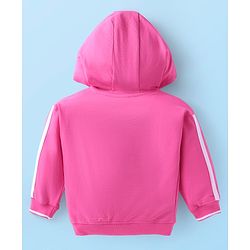 Babyhug Terry Knit Full Sleeves Text Print Hooded  Sweat Jacket & Taped Lounge Pant with Inner T-Shirt - Pink & White