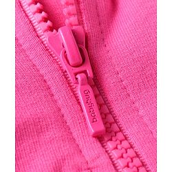 Babyhug Terry Knit Full Sleeves Text Print Hooded  Sweat Jacket & Taped Lounge Pant with Inner T-Shirt - Pink & White