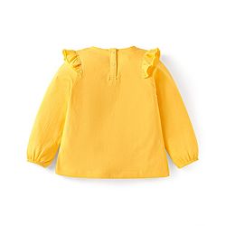 Babyhug Cotton Knit Full Sleeves Top with Floral Embroidery & Frill Detailing - Yellow