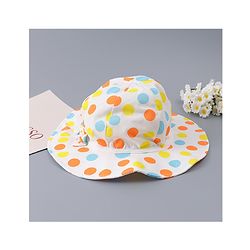 Babyhug Cotton Bucket Hat with Polka Dots Print & Bow Applique  - Light Blue