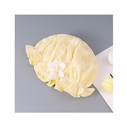 Babyhug Chiffon Bucket Hat with Floral Applique - Yellow