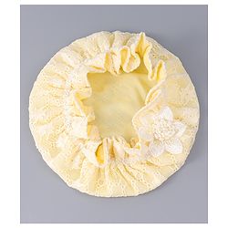 Babyhug Chiffon Bucket Hat with Floral Applique - Yellow