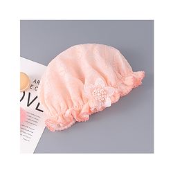 Babyhug Chiffon Bucket Hat with Floral Applique - Peach