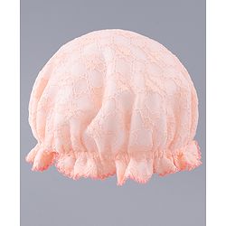 Babyhug Chiffon Bucket Hat with Floral Applique - Peach
