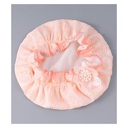 Babyhug Chiffon Bucket Hat with Floral Applique - Peach