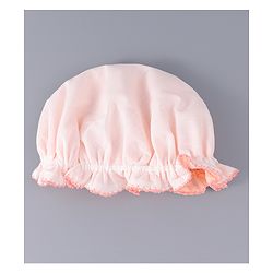 Babyhug Chiffon Bucket Hat with Floral Applique - Peach
