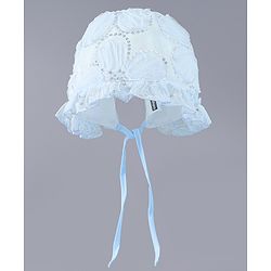 Babyhug Chiffon Bucket Hats with Sequin Applique - Light Blue