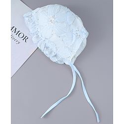 Babyhug Chiffon Bucket Hats with Sequin Applique - Light Blue