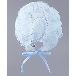 Babyhug Chiffon Bucket Hats with Sequin Applique - Light Blue