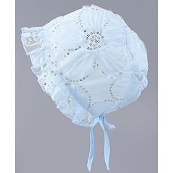 Babyhug Chiffon Bucket Hats with Sequin Applique - Light Blue