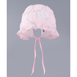 Babyhug Chiffon Bucket Hats with Sequin Applique - Light Pink