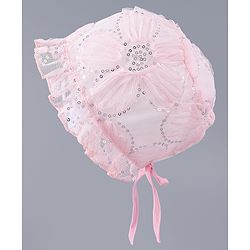 Babyhug Chiffon Bucket Hats with Sequin Applique - Light Pink