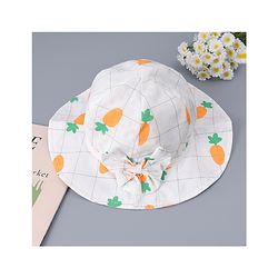 Babyhug Cotton Bucket Hats with Bow Applique & Carrot Print - Orange