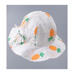 Babyhug Cotton Bucket Hats with Bow Applique & Carrot Print - Orange