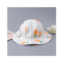 Babyhug Cotton Bucket Hats with Bow Applique & Carrot Print - Orange