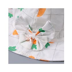 Babyhug Cotton Bucket Hats with Bow Applique & Carrot Print - Orange