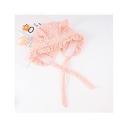 Babyhug Chiffon Bucket Hat with Knot & Ears Applique - Peach