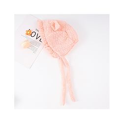 Babyhug Chiffon Bucket Hat with Knot & Ears Applique - Peach