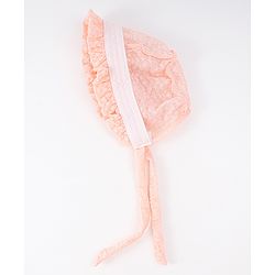 Babyhug Chiffon Bucket Hat with Knot & Ears Applique - Peach