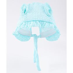 Babyhug Chiffon Bucket Hat with Knot & Ears Applique - Light Blue