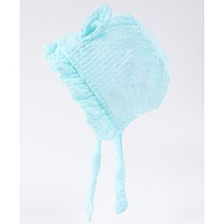 Babyhug Chiffon Bucket Hat with Knot & Ears Applique - Light Blue
