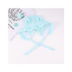 Babyhug Chiffon Bucket Hat with Knot & Ears Applique - Light Blue