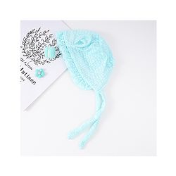 Babyhug Chiffon Bucket Hat with Knot & Ears Applique - Light Blue