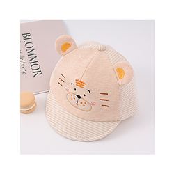 Babyhug Cotton Baseball Cap with Bear Applique - Beige