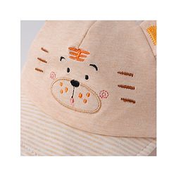 Babyhug Cotton Baseball Cap with Bear Applique - Beige