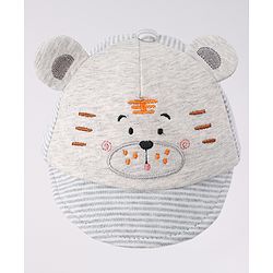 Babyhug Cotton Baseball Cap with Bear Applique - Light Blue
