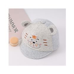 Babyhug Cotton Baseball Cap with Bear Applique - Light Blue