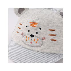 Babyhug Cotton Baseball Cap with Bear Applique - Grey