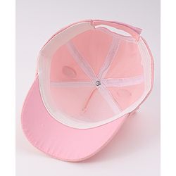 Babyhug Free Size Baseball Cap With Ear Applique & Bear Patch  - Pink